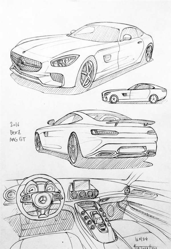Раскраска Простой Мерседес AMG GT