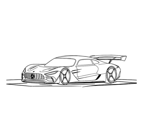 Раскраска Простой Мерседес AMG GT