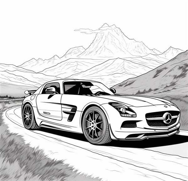 Раскраска Простой Мерседес AMG GT