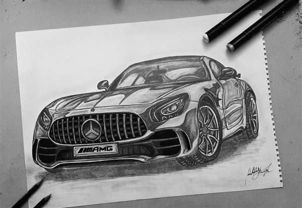 Раскраска Простой Мерседес AMG GT