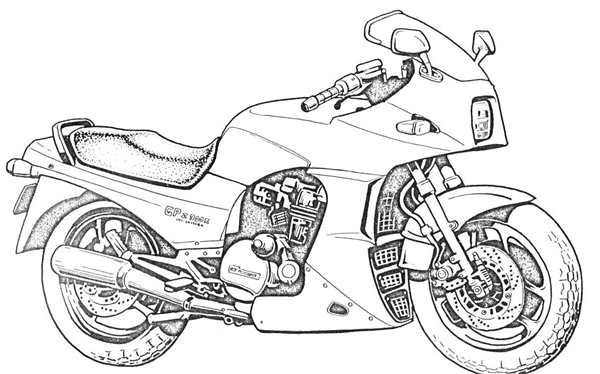 Раскраска Простой Полицейский Мотоцикл motorcycle