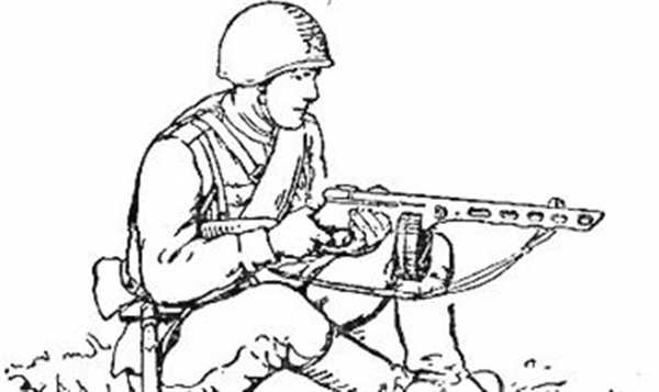 Нарисовать военного с автоматом