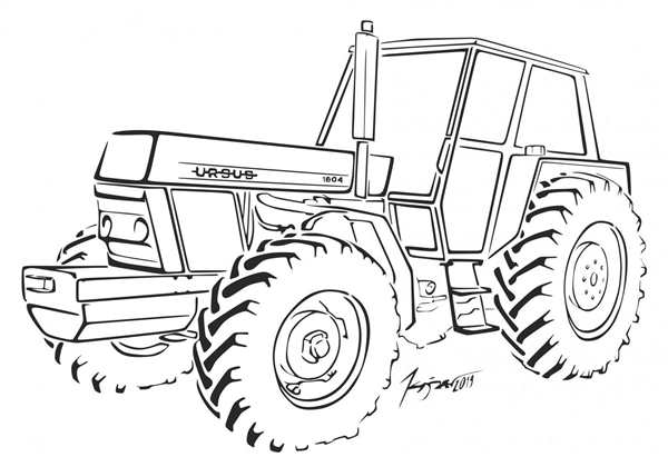 Раскраска трактор John Deere