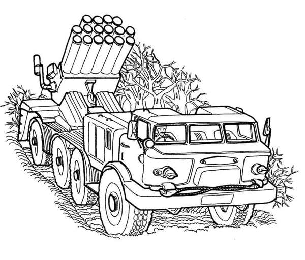 Раскраска Простой Военный Грузовик