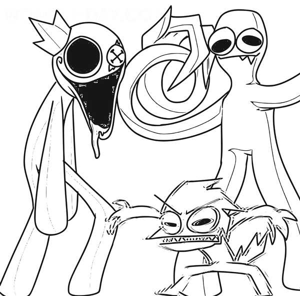 Раскраска Rainbow Friends Всё о любимых героях