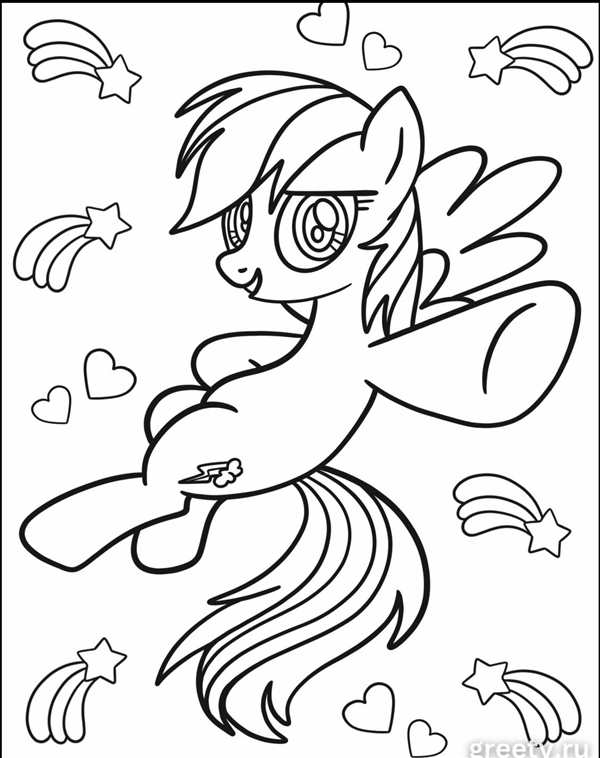 My little Pony раскраска Радуга Дэш