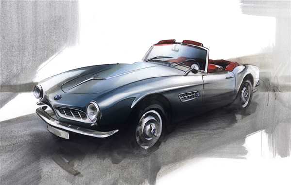 Раскраска Ретро BMW 507 в Классическом Стиле