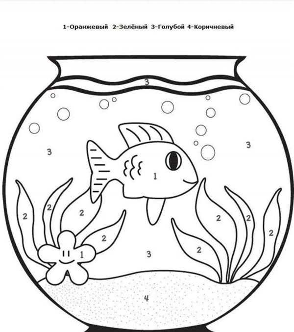 Раскраска Рыбы в Аквариуме и Кот