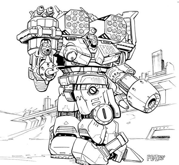 Раскраска Робот против Змеха Zombie Mech