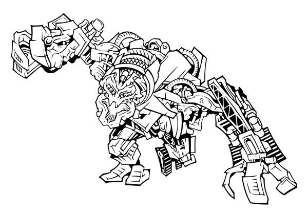 Раскраска Робот против Змеха Zombie Mech