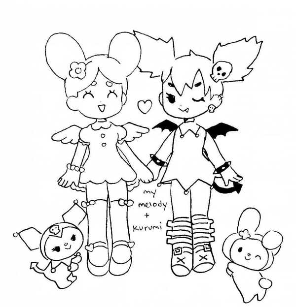 Маленькая Kuromi раскраска