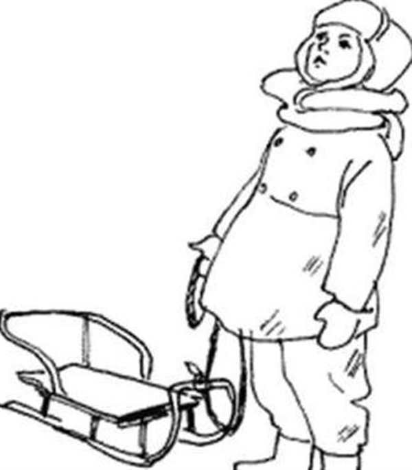 Санки раскраска для детей
