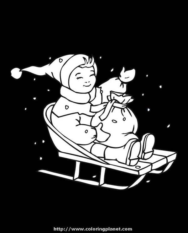 Санки раскраска