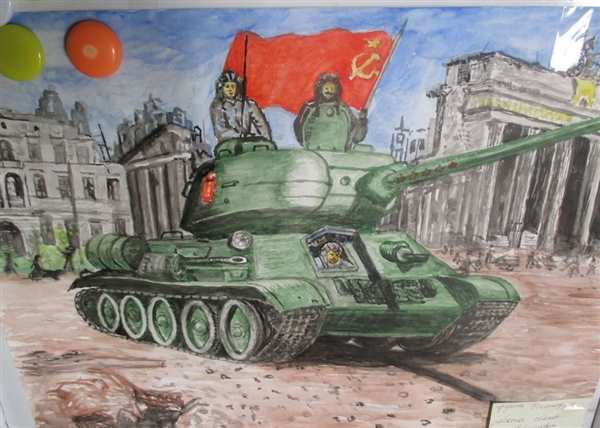 Раскраска Шествие Танкистов на 9 Мая