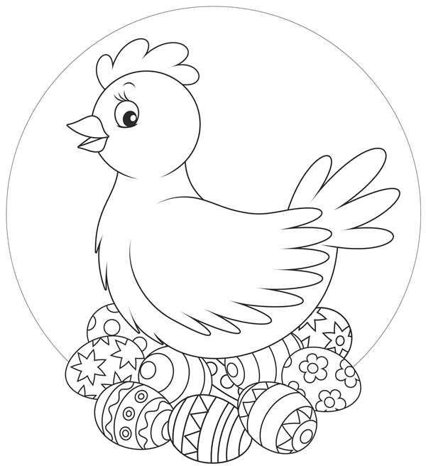 Раскраска курица с цыплятами