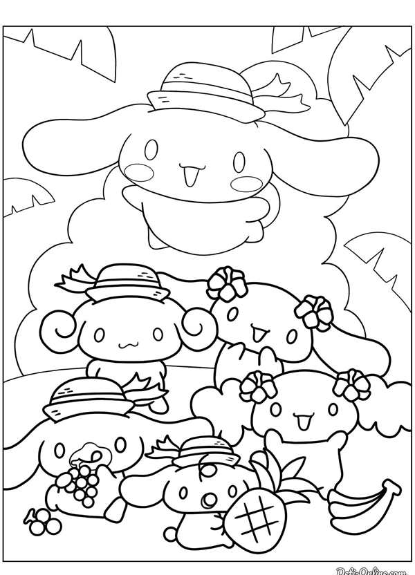 Чёрно белая раскраска Cinnamoroll