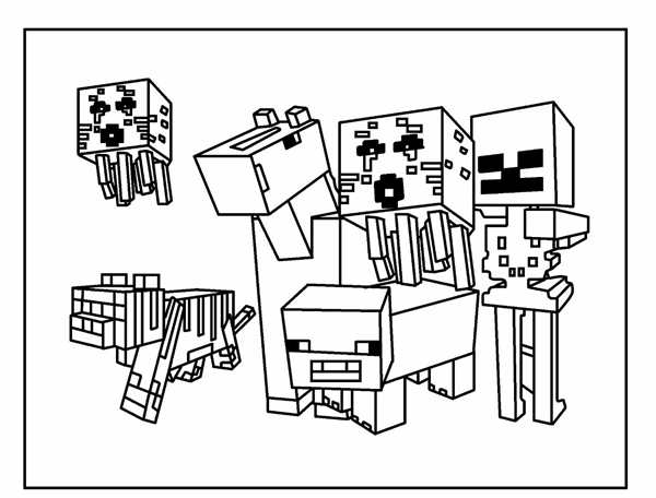 Раскраска Скелет Minecraft Веселье и Восприятие