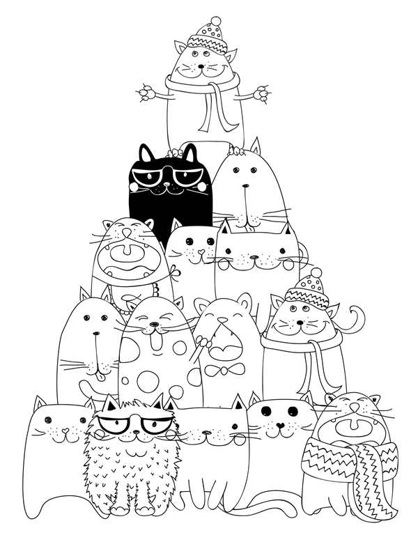 Кошка раскраска для детей
