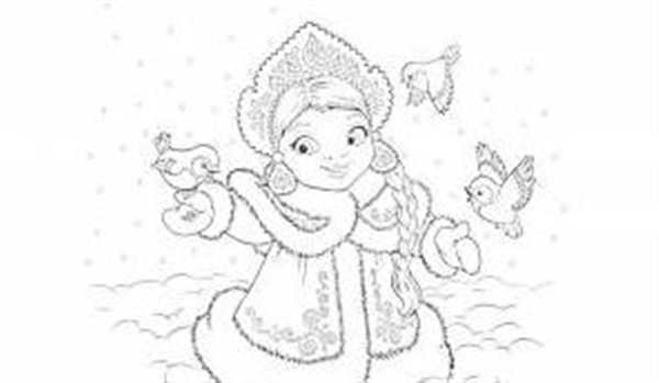 Маша Снегурочка раскраска