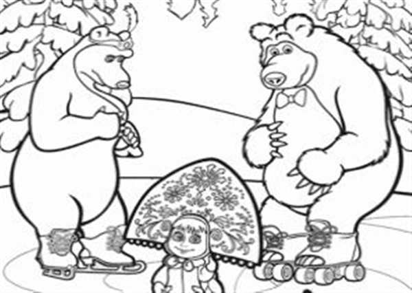 Раскраска Снегурочка Маша и её маленький ежик