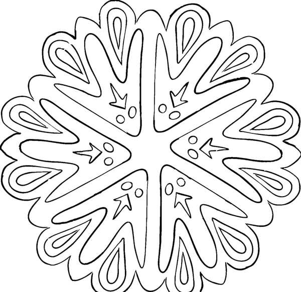 Раскраска Снежинка для детей 3-4 лет