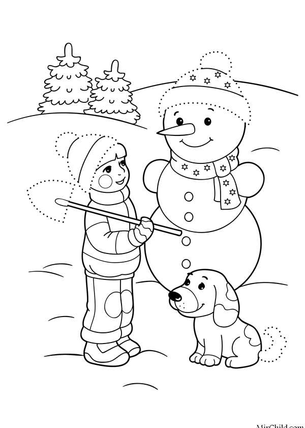 Раскраски зима для детей 4-5 лет