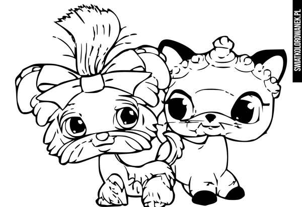 Раскраска кошечки собачки