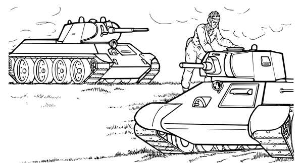 Раскраска танк т34 Военная техника