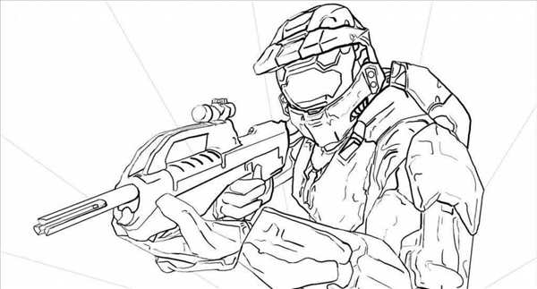 Раскраска солдат из игры Halo Начни Войну Света