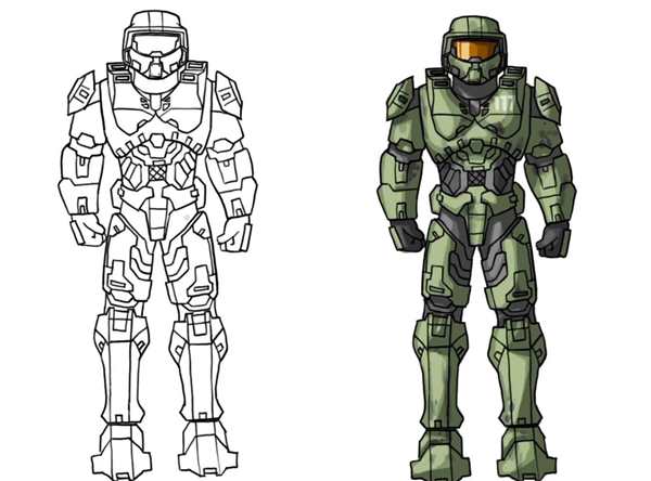 Раскраска солдат из игры Halo Начни Войну Света