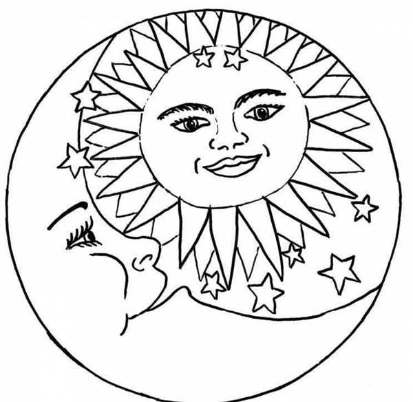 Луна и звезды раскраска