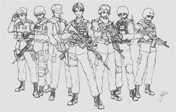 Раскраска: военные