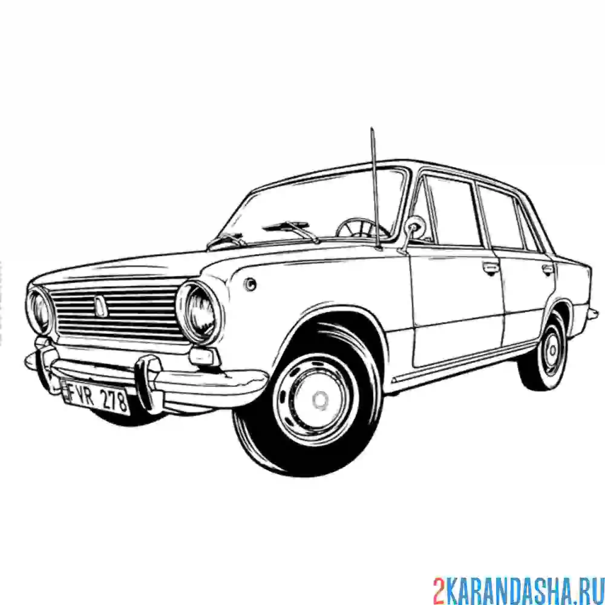 Раскраска автомобиль ВАЗ 2107