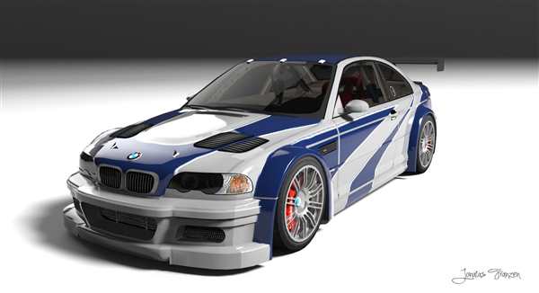 Раскраска спорткара БМВ M3 GTR в деталях