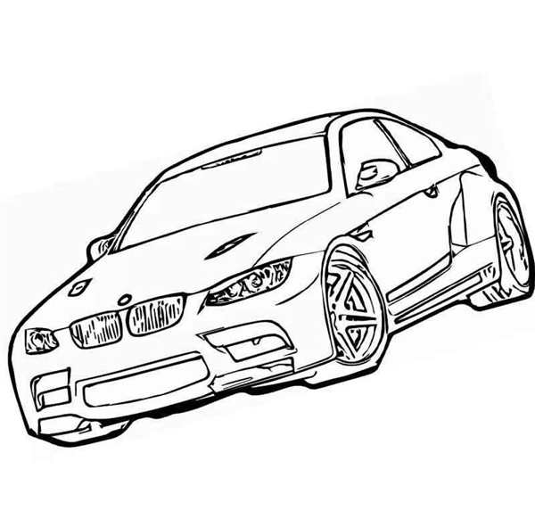Раскраска спорткара БМВ M3 GTR в деталях