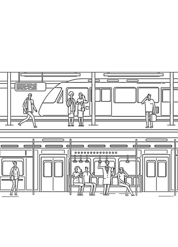 Раскраска Странция Метро с подробной картой