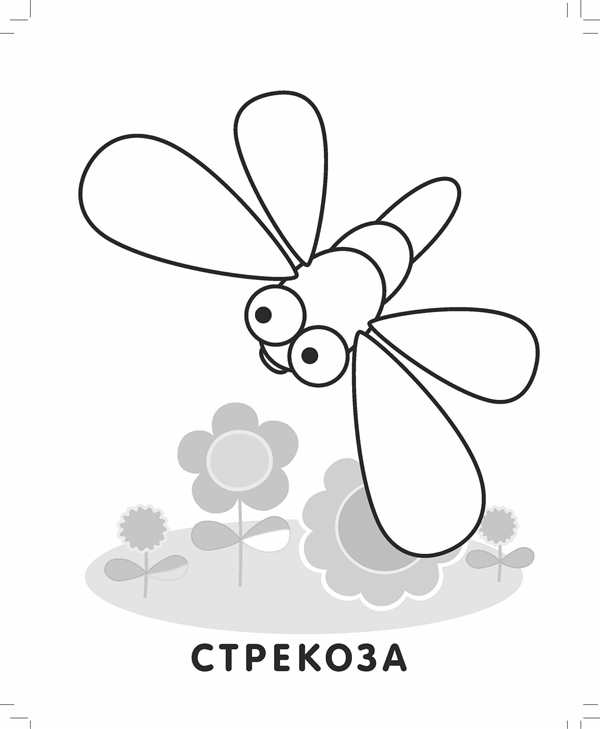Стрекоза раскраска для детей 3-4 лет