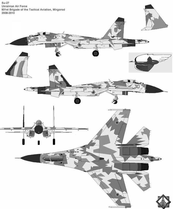 Рисунок самолета Су-27