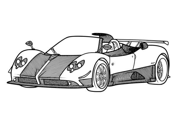 Раскраска Суперкар Bugatti Veyron