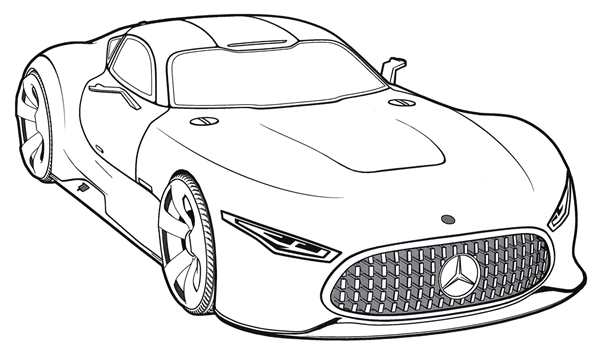 Раскраска суперкара Buggati Mistral
