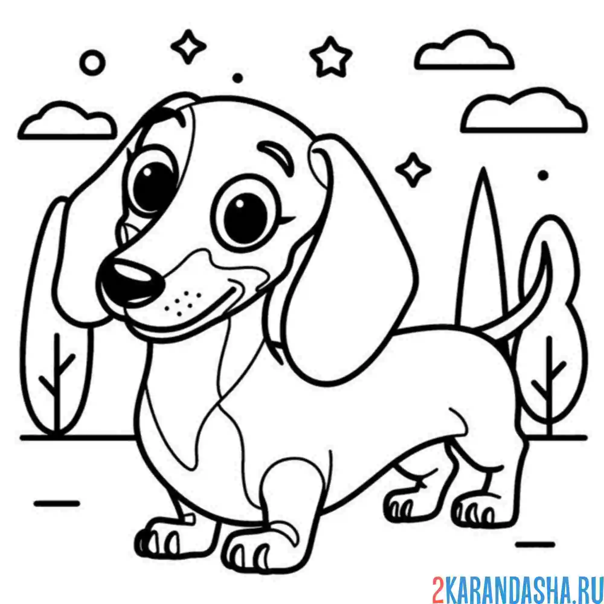 Раскраска Такса Веселые Активности для Детей и Лovers PET