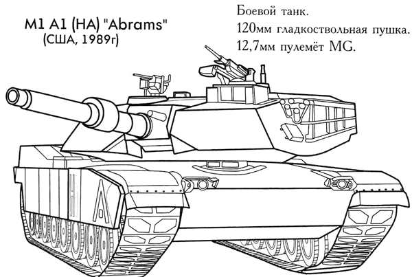 Раскраска Танк M1A1 Abrams США uctor