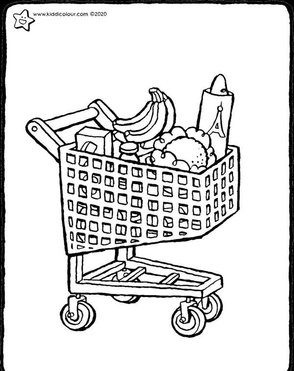 Раскраска тележка для продуктов