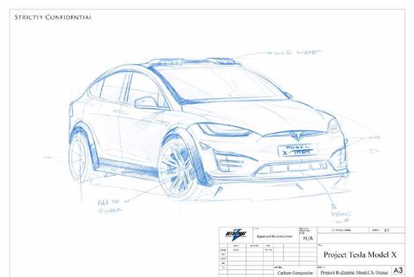 Раскраска Tesla Model X Семейное Увлечение для Детей и Взрослых