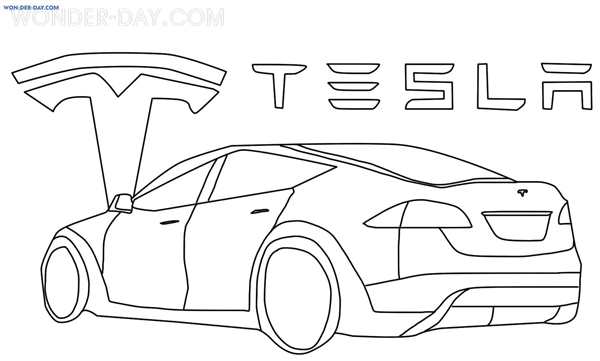 Раскраска Tesla Roadster Смелые Альфы в Ярких Цветах