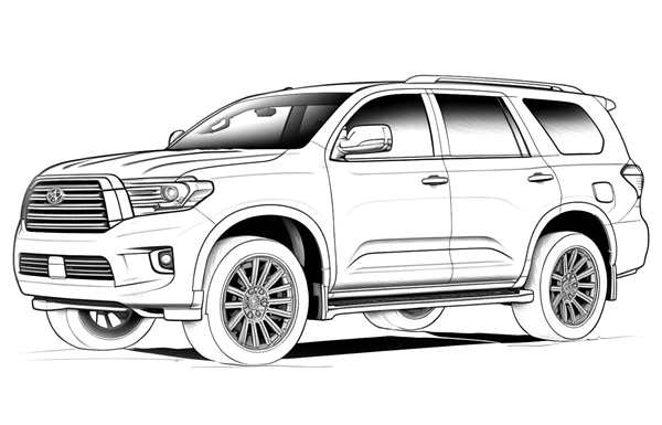Раскраска Toyota Highlander Веселье и Учеба в Одном