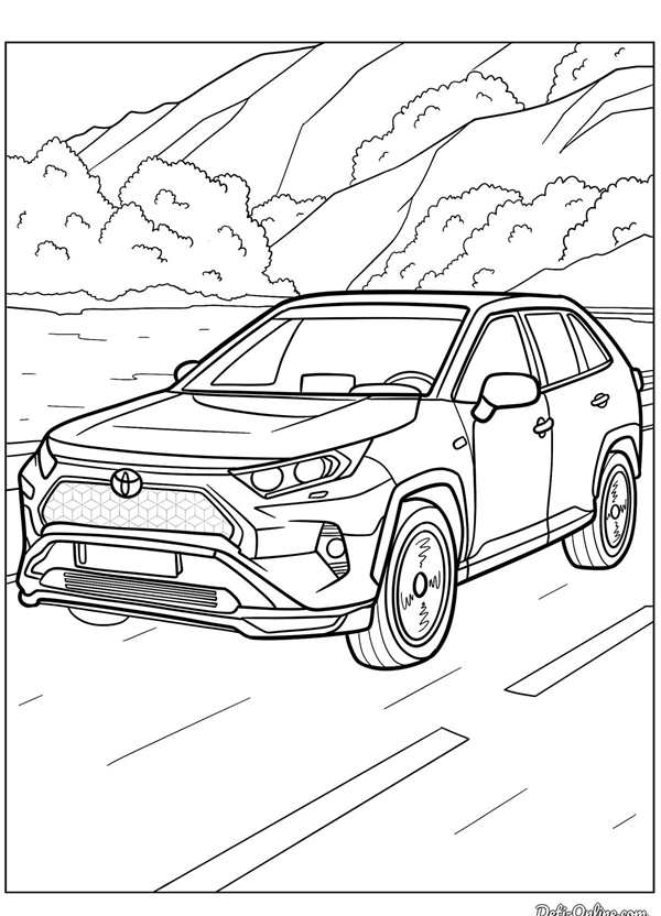 Раскраска Toyota Highlander Веселье и Учеба в Одном