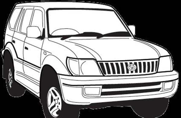 Раскраска Toyota Land Cruiser Волшебный Путешествие В Лесу
