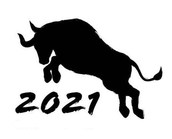Раскраска трафареты для Нового года бык 2021