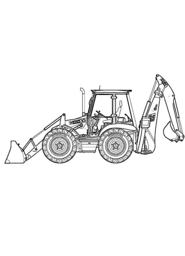 Раскраска трактор погрузчик. JCB